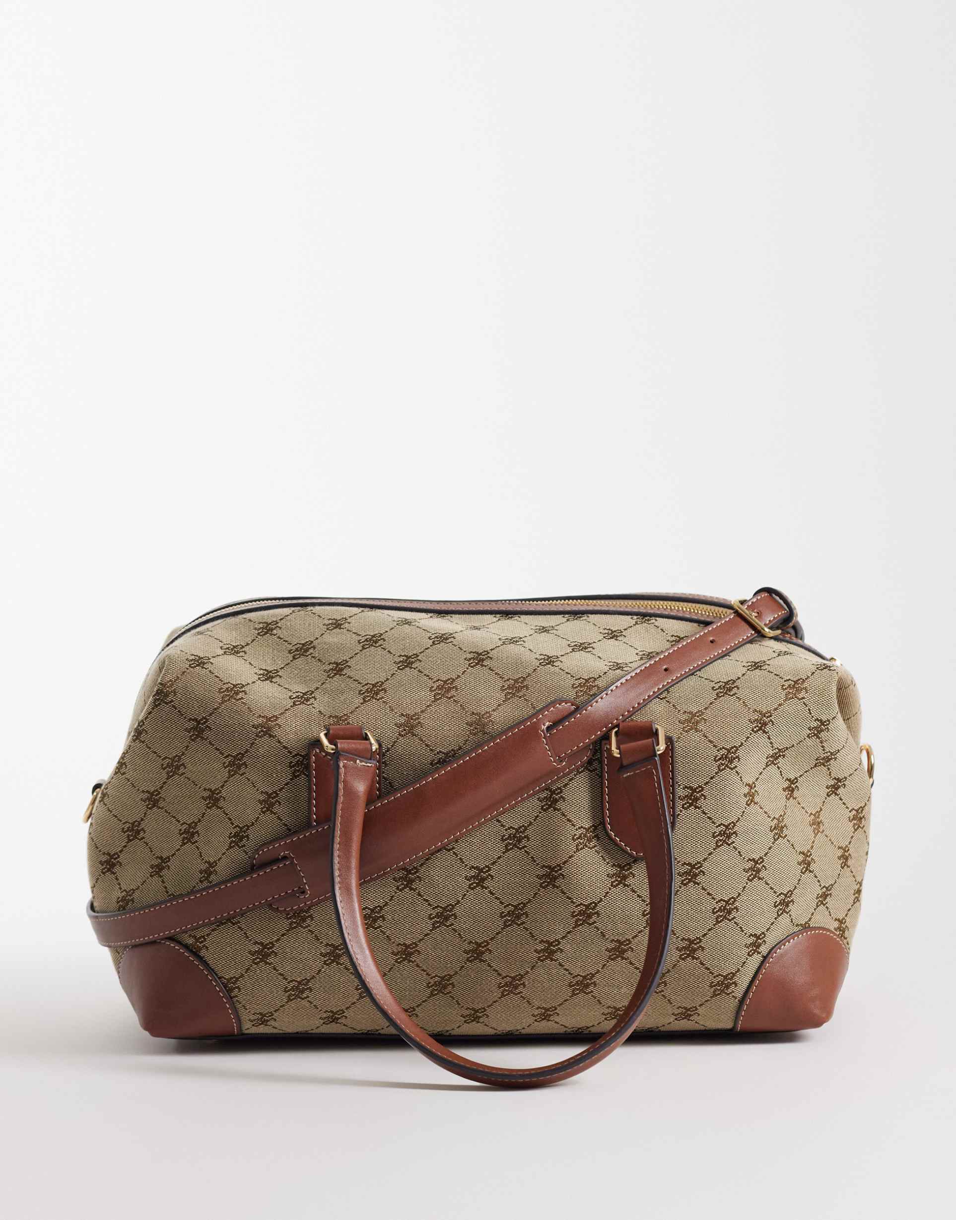 mango monogram bowler bag in mid brown