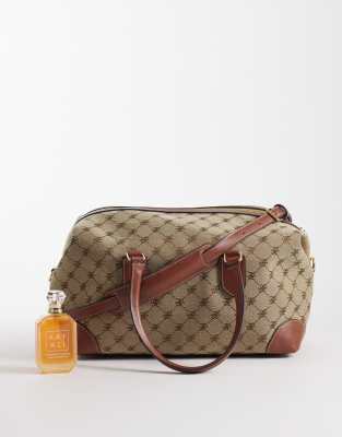 Mango Monogram Bowler Bag In Brown