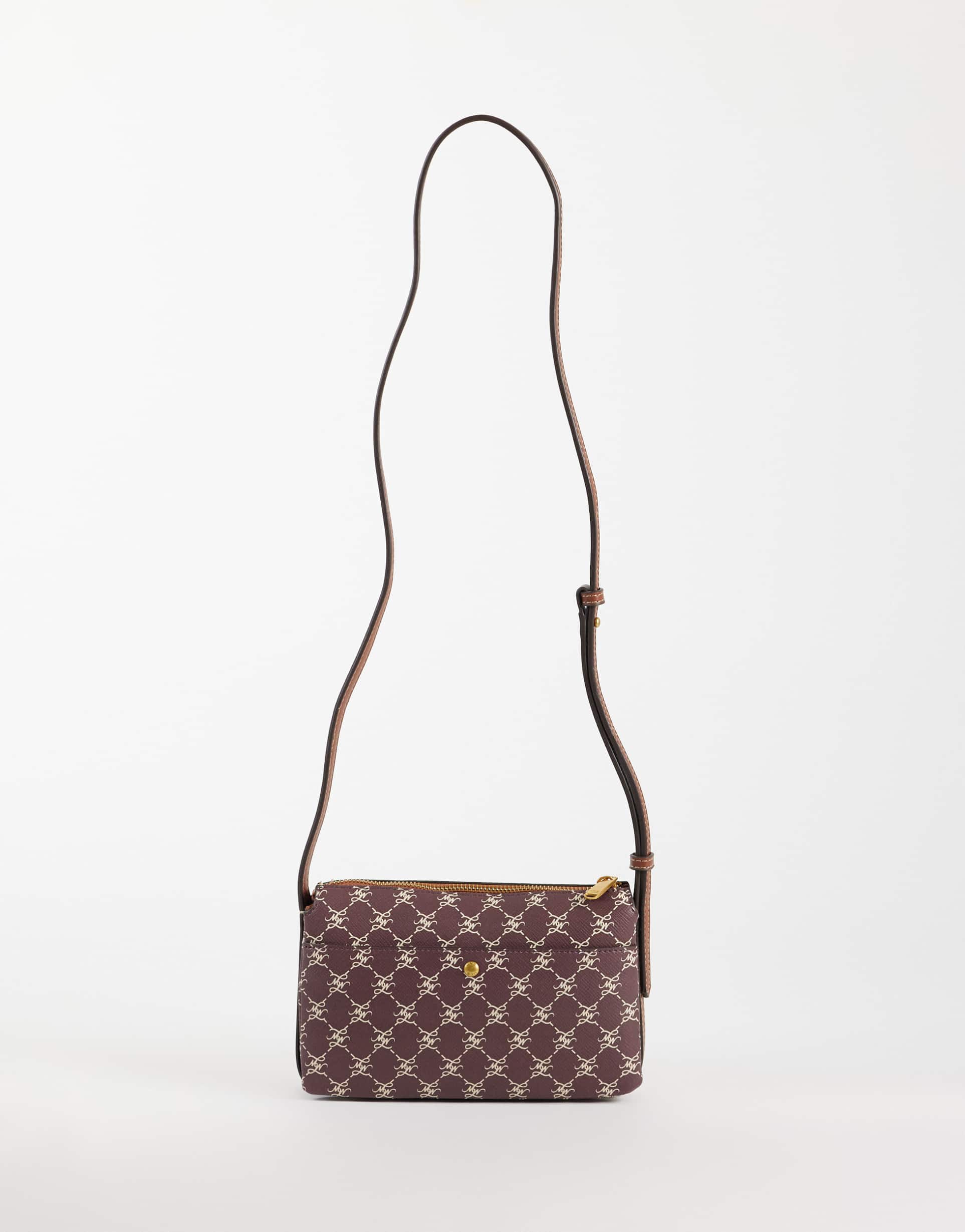 mango monogram cross body bag in burgundy