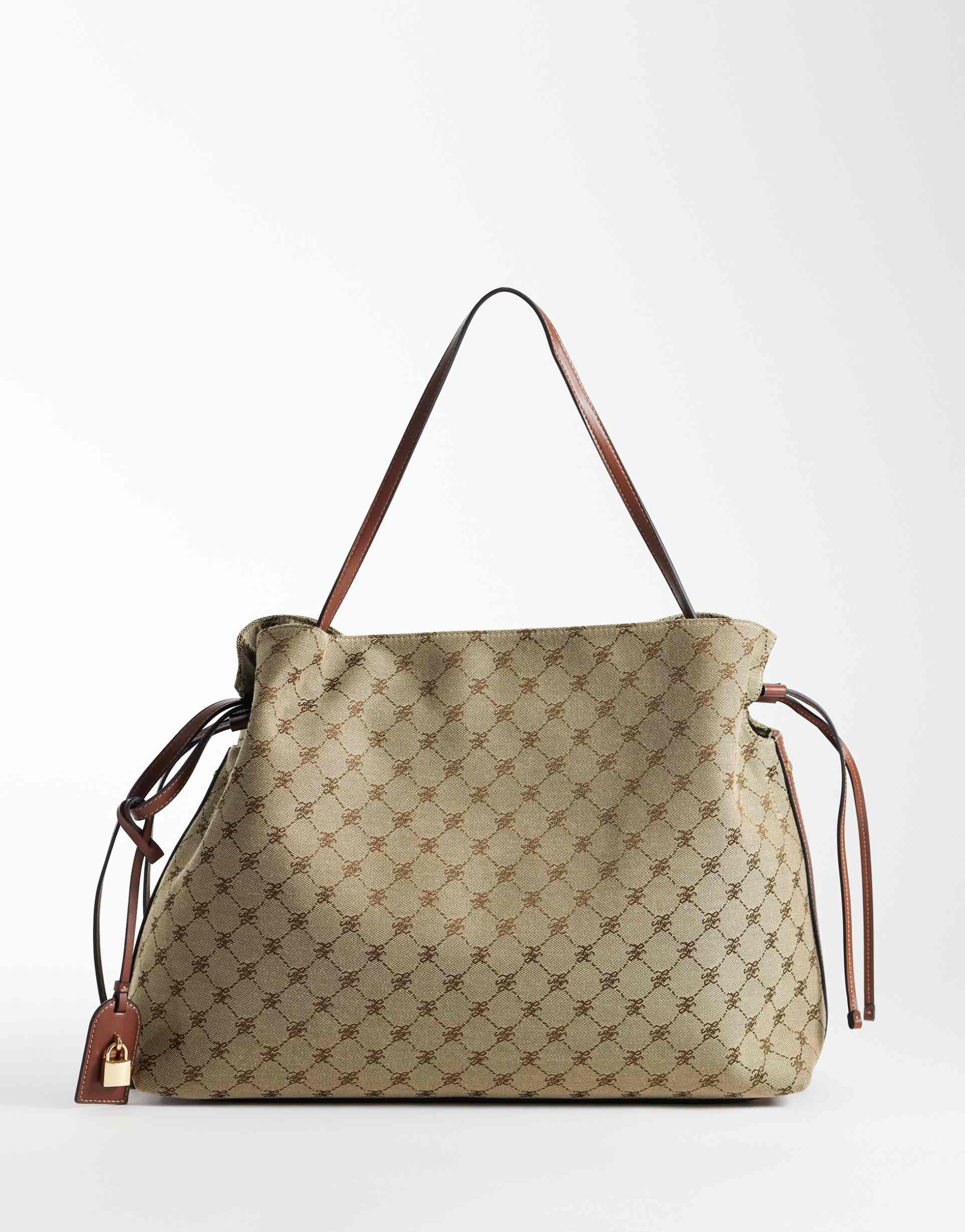mango monogram day bag in mid brown