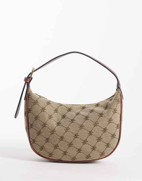 Mango monogram shoulder bag in mid brown - view 1