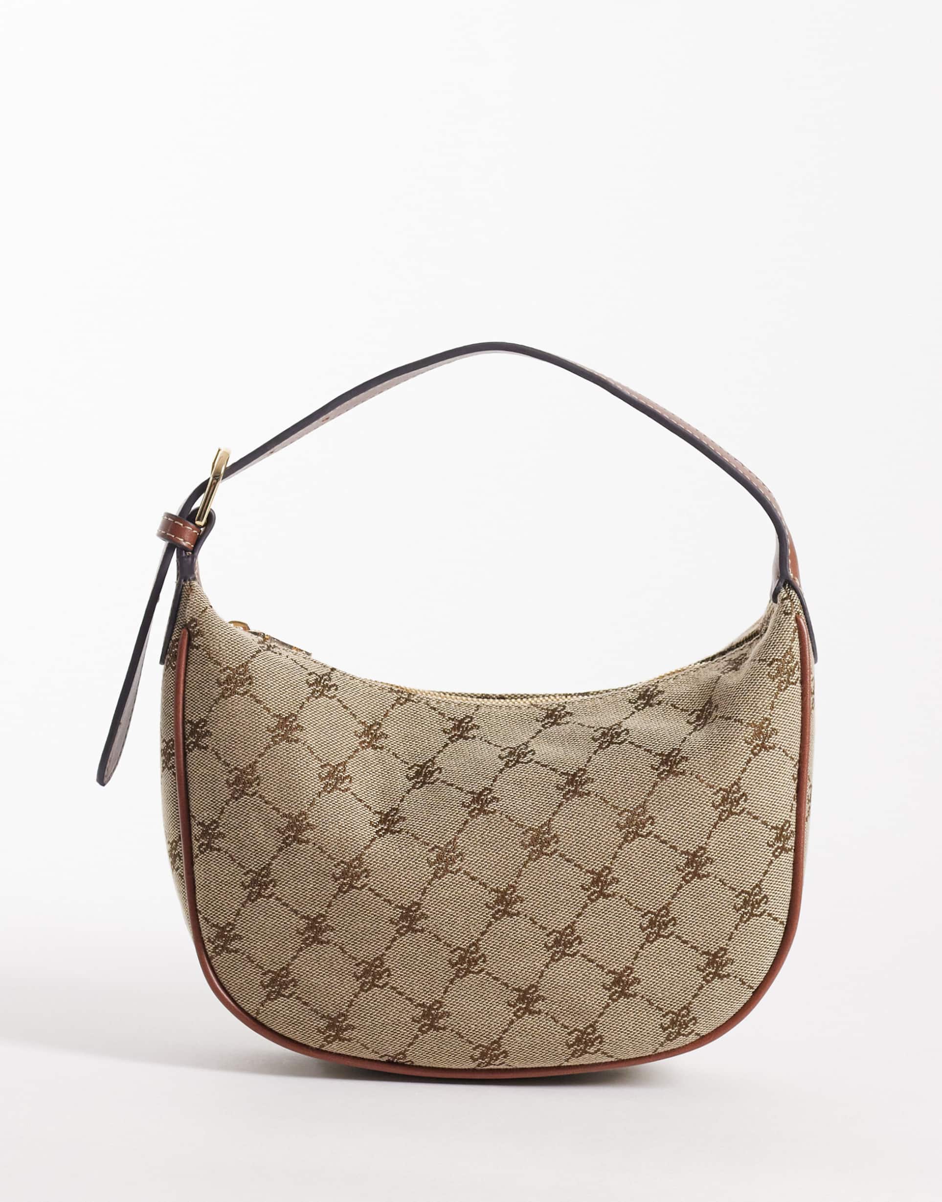 mango monogram shoulder bag in mid brown