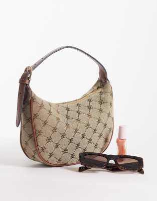 Mango Monogram Shoulder Bag In Brown