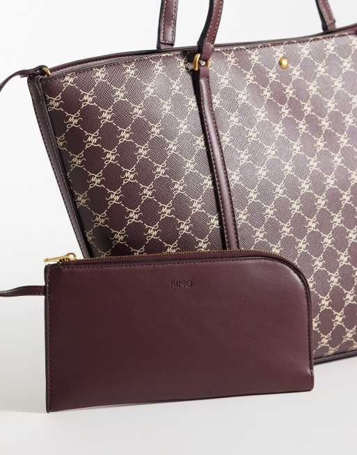 Mango monogram tote bag in chocolate , 3 of 4