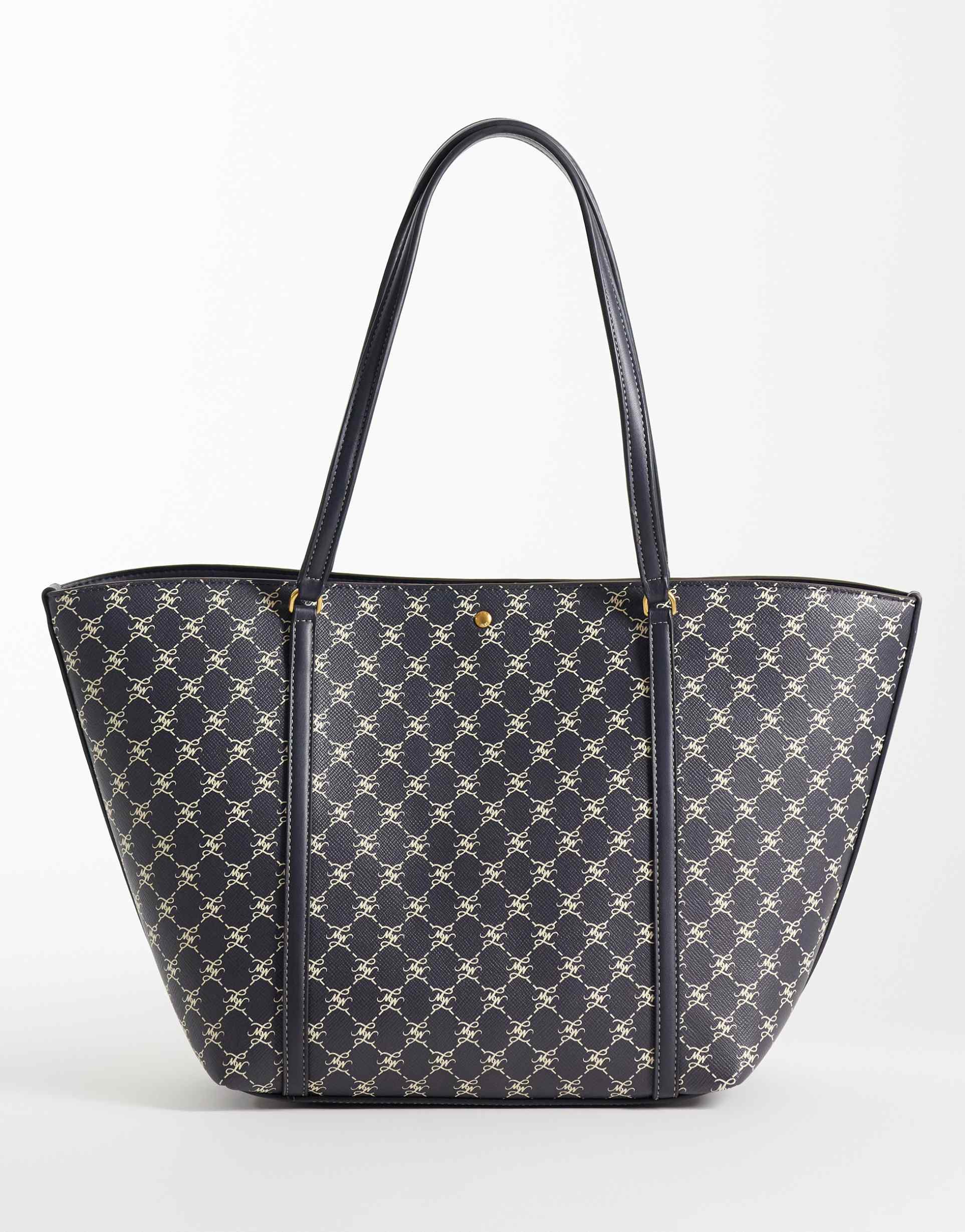 mango monogram tote bag in navy