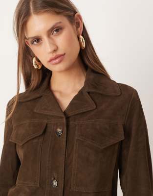 Mango Monte 100% Leather Longline Jacket In Brown