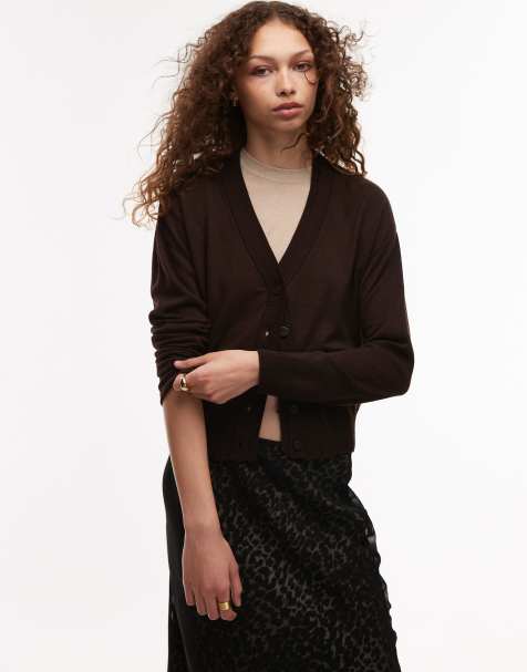 Mango – Mörkbrun kofta i oversize - view 1