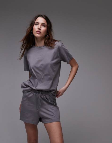 Mango – Mörkgrå, mjuk pyjamas i bomull med t-shirt och shorts - view 1
