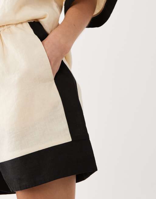 Mango Morti 100% linen tie waist shorts co-ord in beige, 4 of 5