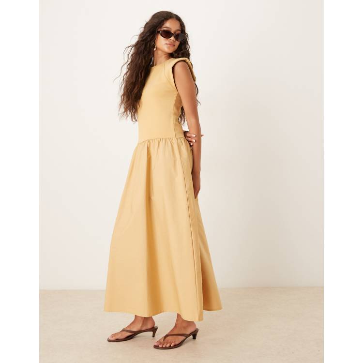 Mango Mouwloze gebreide jurk in geel ASOS