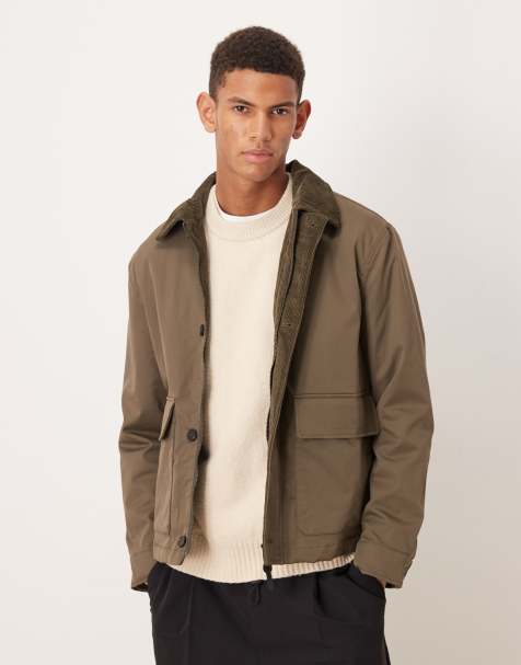 Mango - Mørk beige kort jakke i bomuldsblanding - view 1