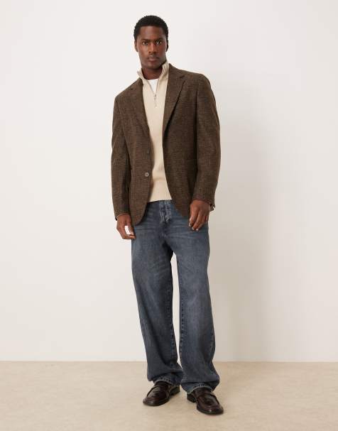 Mango - Mørkebrun tweed-blazer i uldblanding - view 1