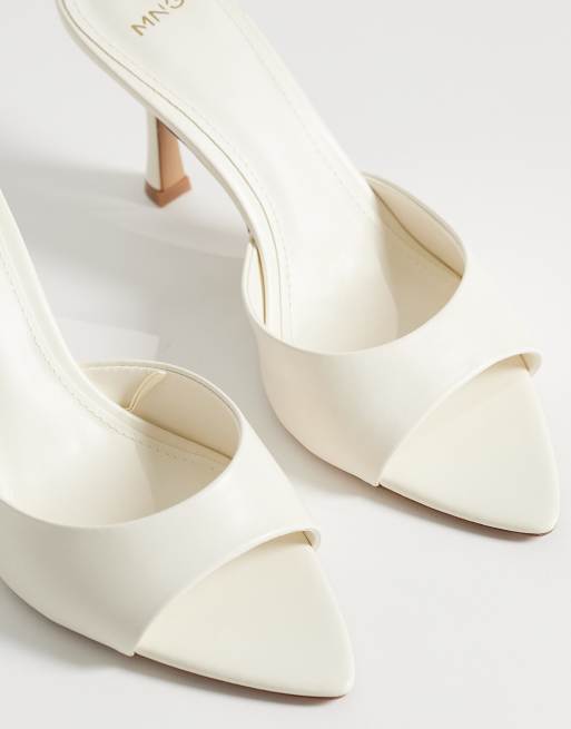 Mango - Mules à talon en similicuir - Crème, 3 de 4