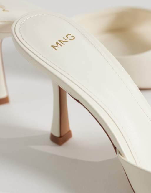 Mango - Mules à talon en similicuir - Crème, 4 de 4