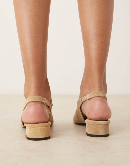 Mango – Mules aus Wildleder in Latte mit Fersenriemen und Absatz, 4 von 4