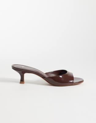 Mango - Mules in Dunkelbraun mit Absatz