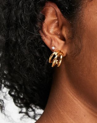 Mango multi hoop detail earrings in gold