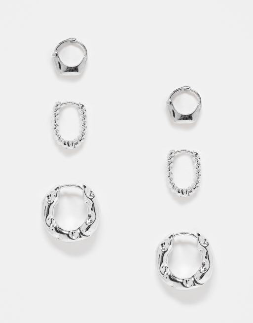Mango multipack hoop earrings in silver