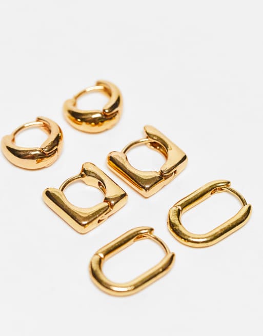 Mango multipack hoop shape earrings in gold