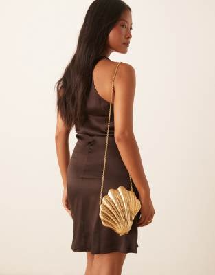Mango - Muschel-Clutch in Gold-Goldfarben