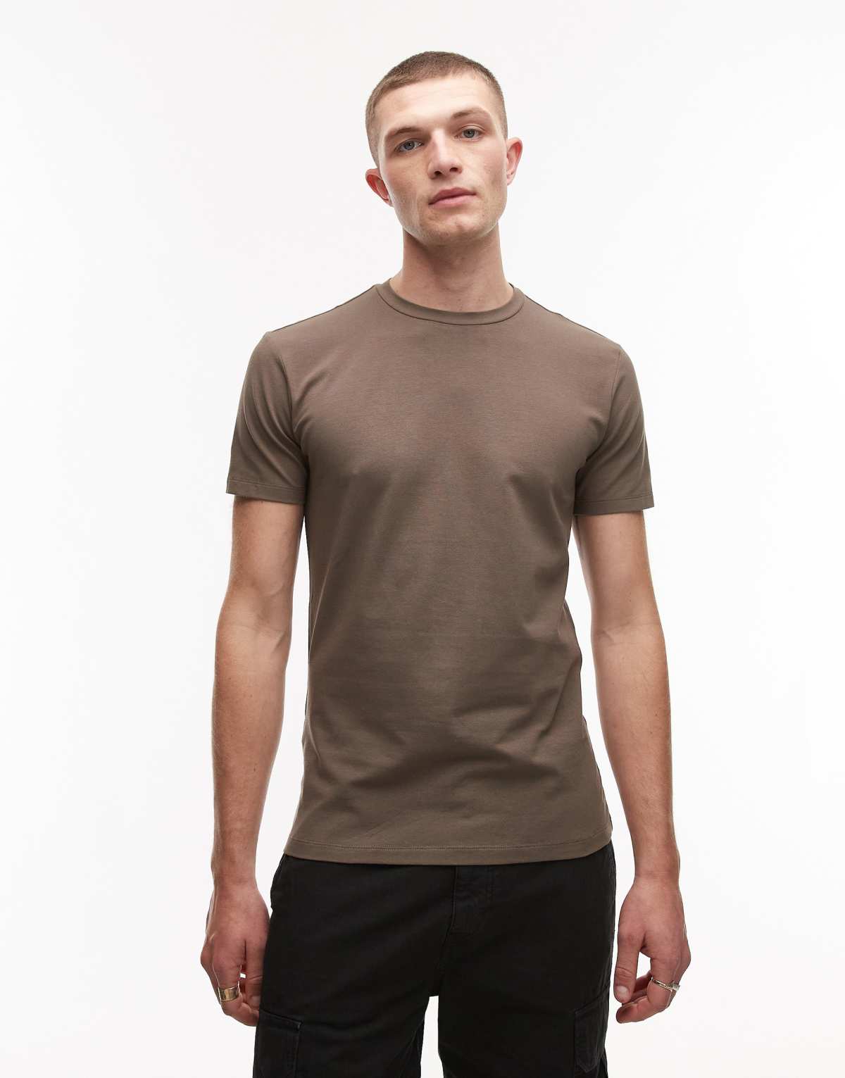 Mango muscle fit t-shirt in brown