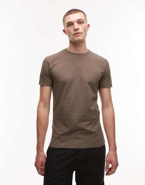 Mango – Muskel-T-Shirt in Braun - view 1
