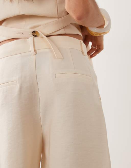 Mango Napoli bermuda short co-ord in beige, 5 of 5