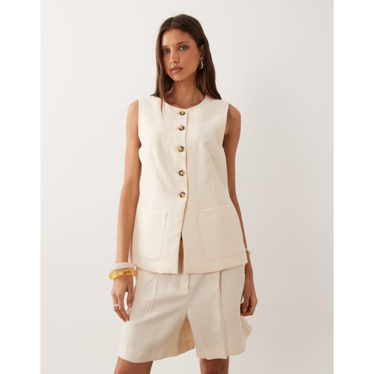 Mango Napoli longline vest in beige - part of a set | ASOS