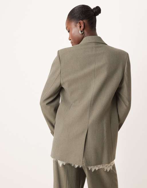 Mango – Napoli – Oversize-Blazer in Grün, Kombiteil, 3 von 4