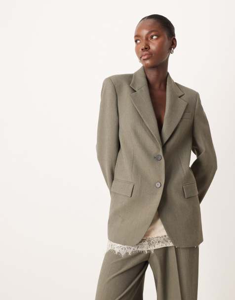 Mango Napoli oversized blazer co-ord in green