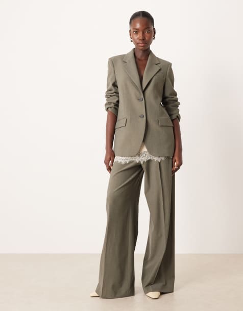 Mango Napoli oversized blazer & trouser co-ord in green - view 1