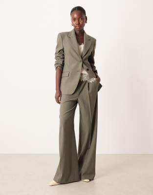 Mango Napoli Pleated Front Relaxed Pants In Gray