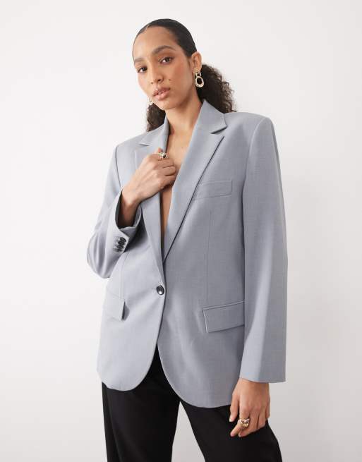 Mango – Nat – Szaroniebieski zestaw: marynarka oversize i spodnie, 3 z 3