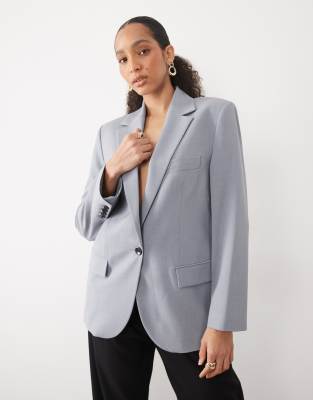 Mango - Nat - Oversize-Blazer in Staubblau, Kombiteil