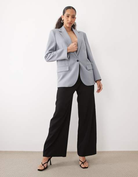 Mango Nat oversized blazer & trouser co-ord in dusty blue - view 1