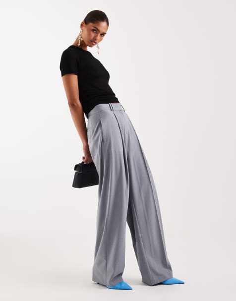Mango Nat tailored barrel leg pants in dust blue - part of a set - view 1