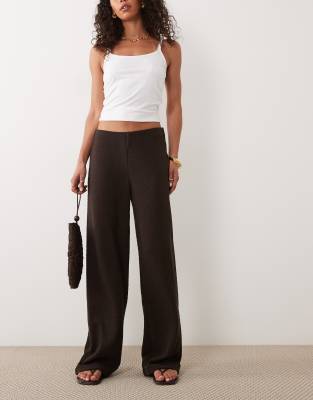 Mango Nati cotton mix knit pants in dark brown - part of a set