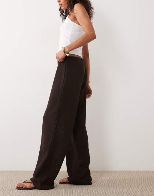 Mango Nati cotton mix knit pants in dark brown - part of a set, 2 of 5