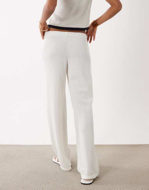 Mango Nati cotton mix knitted trouser co-ord in white, 5 of 5