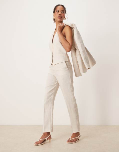Mango – Naturvit, figursydd linnekostym - view 1