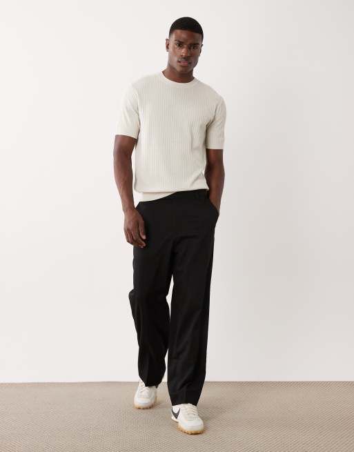 Mango – Naturvit, finstickad t-shirt i ribbad modalmix, 2 av 5