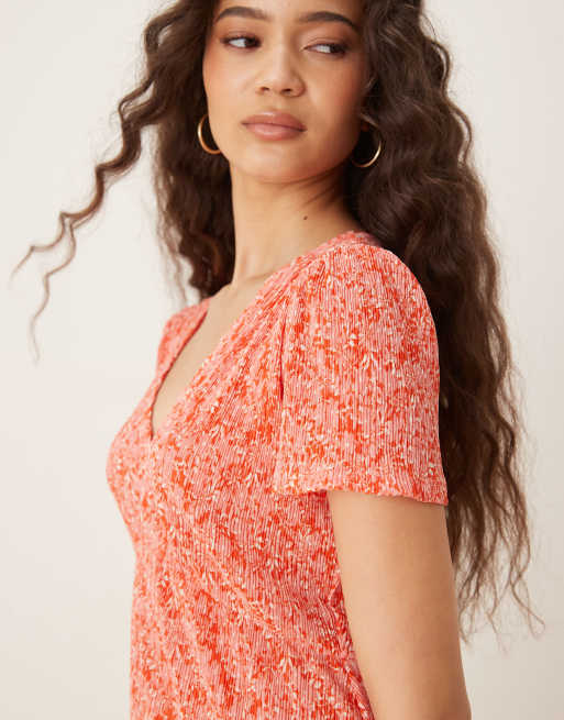 Mango - Nette mini-jurk met V-hals en rode bloemenprint , 2 van 4