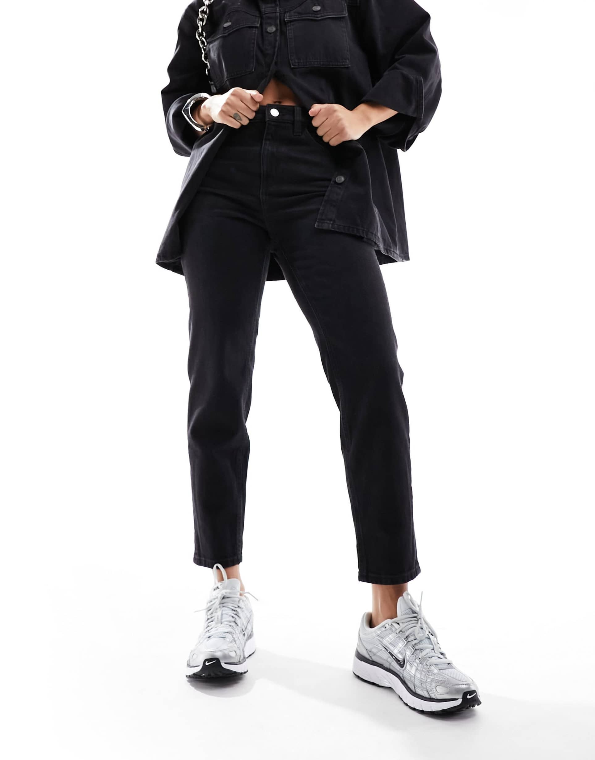 mango new mom relaxed jeans in black