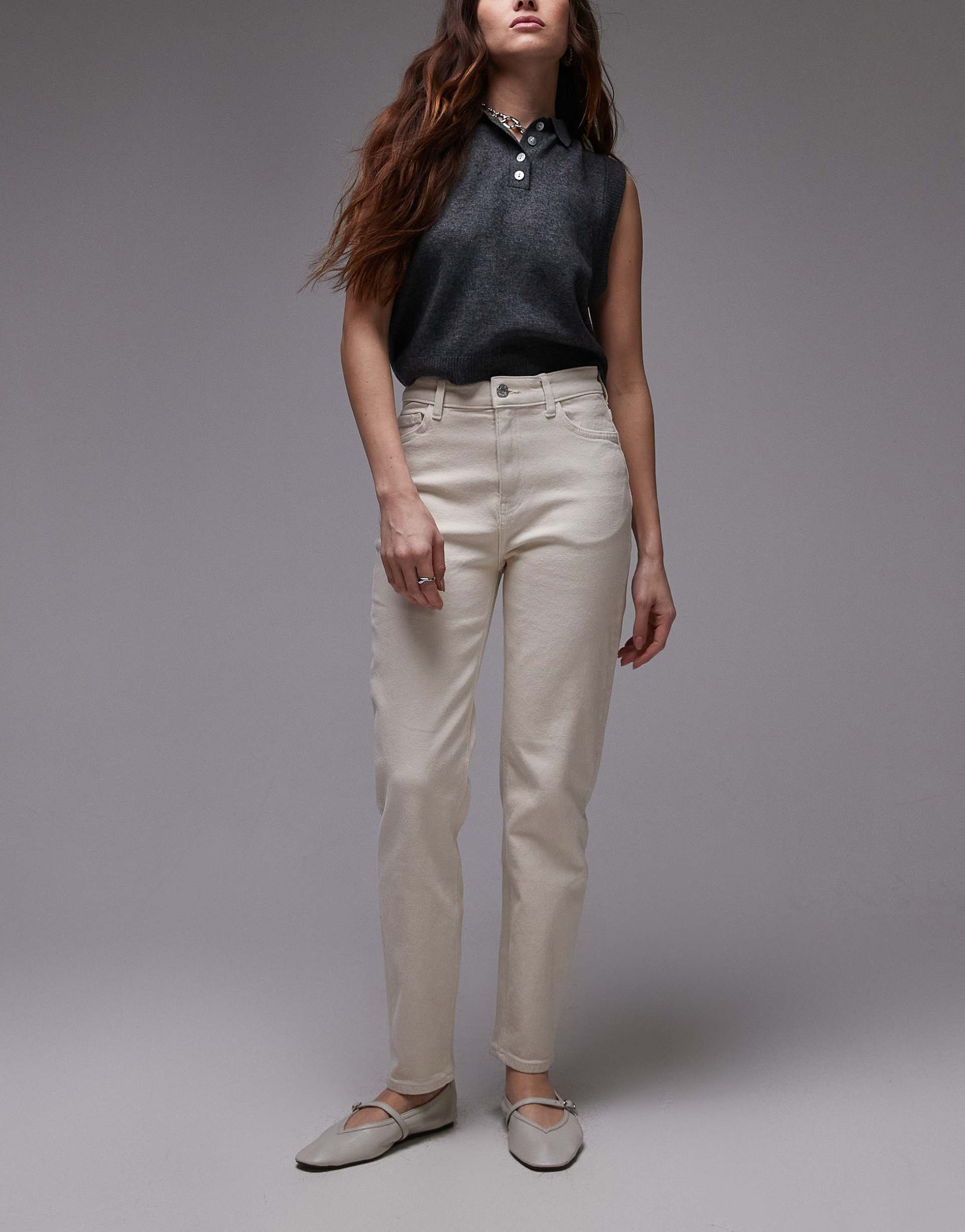 mango new mom relaxed jeans in white