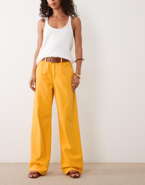 Mango - New York - Jean droit 100 % coton - Orange - view 1