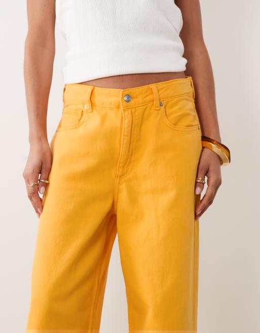 Mango – New York – Pomarańczowe jeansy z prostymi nogawkami z bawełny 100%, 4 z 5