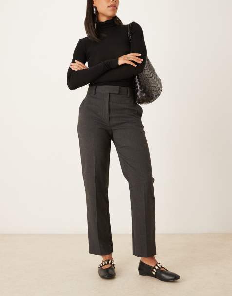 Mango Newarm slim tailored trouser in grey pinstripe