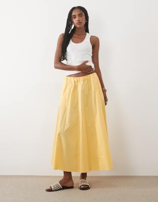 Mango Newcreta 100% cotton full maxi skirt in butter yellow - part of a set