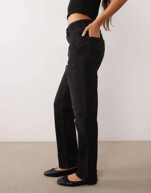 Mango Newmom avslappnade mom jeans i svart, 2 av 5