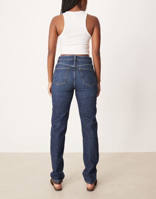 Mango – Newmom – Djupblå smala mom jeans, 3 av 5